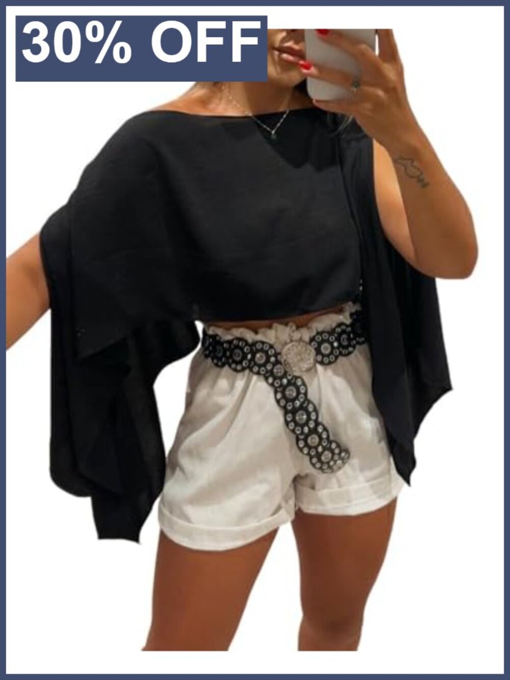 Off Shoulder Blouse Top with Bandeau - Batwing Sleeve